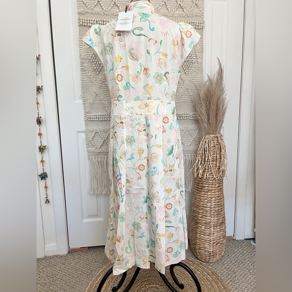 Coach Printed Tie Neck Pleated Dress Spring 2021 Size 10 - Picture 6 of 11